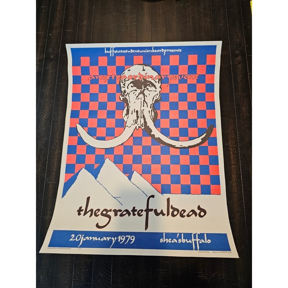Grateful Dead Poster 1979 Shea's‎ Buffalo Andrew Elias 1988 2nd Printing 17x22